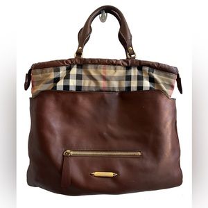 Burberry brown leather Big Crush tote